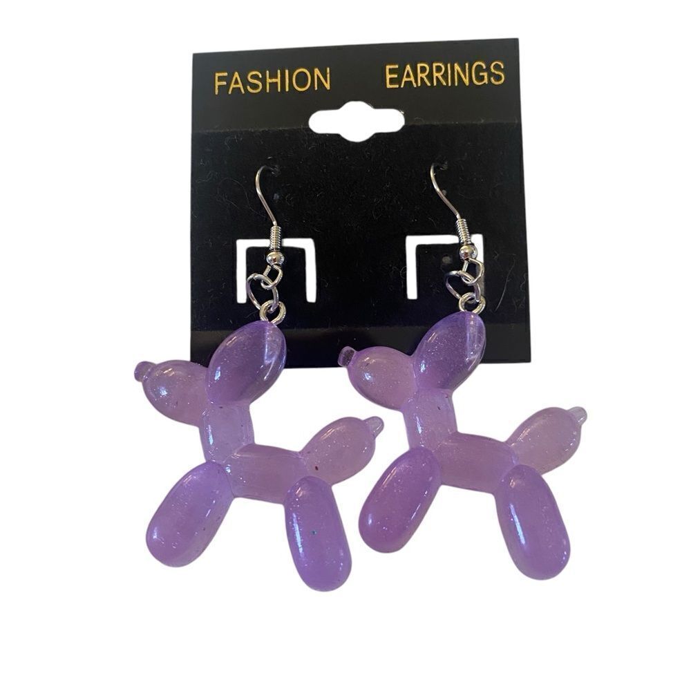 Lavender Balloon Dog Earrings.